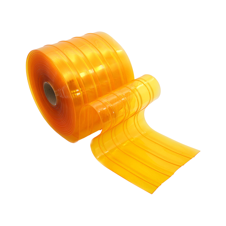 PVC Strip Curtain Amber Yellow Ribbed