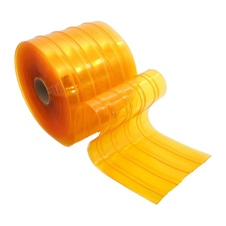 PVC Strip Curtain Amber Yellow Ribbed